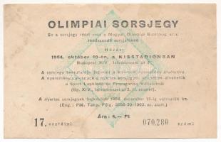 1964. "Olimpiai Sorsjegy - 1964" sorsjegy 4Ft értékben T:XF