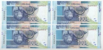 Dél-Afrika DN (2014) 100R (4db) közeli sorszámok T:UNC,AU
South Africa ND (2014) 100 Rand (4pcs) cl...
