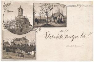 1899 (Vorläufer) Jánosháza, Római katolikus templom, fürdő, vár. Rigler rt. Art Nouveau, floral, litho (r)