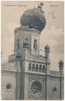 1911 Kecskemét, zsidó templom (zsinagóga) teteje az 1911. július 8-ai földrengés után. Fekete (schwartz) Soma kiadása
