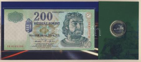 2009. 200Ft elsőnapi veret + 200Ft bankjegy "Búcsú a 200Ft-os bankjegytől" díszcsomagolásb...