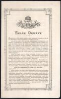 1867 Debrecen, emlékokmány az 1849-es hadjárat során elszenvedett sanyargatások okán