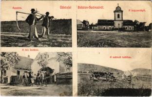 1906 Balatonszárszó, Hazafelé a kaszálásból, nagyvendéglő, falu kovácsa, szárszói határ ökörszekérrel (EK)