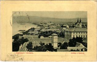 1911 Vác, Látkép a Dunával, dunai uszoda. W.L. Bp. 5087. 1911-13. Rosenbaum J. Henrik kiadása (EK)