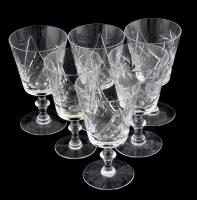 Ólomkristály boros pohár készlet, gazdag díszítéssel, jelzés nélkül, kis kopással, m: 15 cm