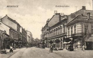 Miskolc Széchenyi utca, Reinitz Hermann ruhaüzlete, Reiner Dávid bútoráruháza (fa)