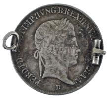 1848B 20kr Ag "V. Ferdinánd" Ag brossá alakítva T:F tű letört