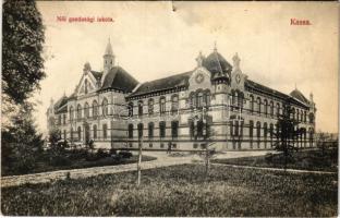 1909 Kassa, Kosice; Női gazdasági iskola. Nyulászi Béla kiadása / womens economic school (lyukak / pinholes)