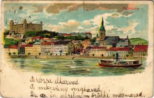 1900 Pozsony, Pressburg, Bratislava; vár / castle. Kunstanstalt Kosmos litho s: Geiger R. (Rb)