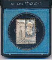 1980. XXII. Nyári Olimpiai Játékok Moszkva 1980 - Misa maci jelzett Ag bélyegérem eredeti ÁPV tokban (~3,40g/0.835/27x22mm) T:UNC (eredetileg PP) patina