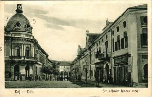 Dés, Dej; Strada Avram Iancu / utca, Jagamas János, Léner János üzlete. Medgyesi Lajos kiadása / street, shops (Rb)