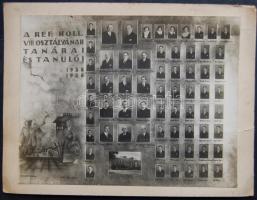 1936 Pápai református kollégium tanulói és tanárai tablófotó,  32x26 cm