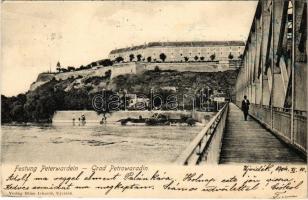 1904 Újvidék, Novi Sad; Pétervárad vár, híd. Milan Ivkovic kiadása / Grad Petrovaradin / Festung Peterwardein / castle, fortress, bridge (ázott sarkak / wet corners)