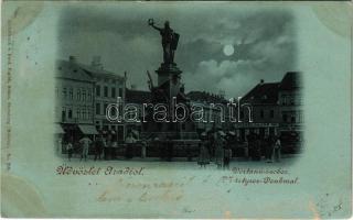 1899 (Vorläufer) Arad, Vértanú szobor, Daimel Lajos, Schwarz Testvérek, Erber és Fleischmann, Ries J. és Társa üzlete / Märtyrer-Denkmal / monument, statue, shops (felületi sérülés / surface damage)