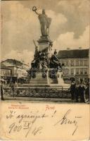 1900 Arad, Vértanú szobor, Hubert Bernát üzlete / Märtyrer-Monument / statue, monument, shops (vágott / cut)