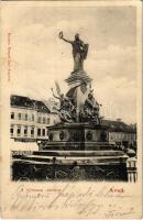 1903 Arad, Vértanú szobor, Löwy Herman, Krausz Lajos üzlete. Kerpel Izsó kiadása / monument, shops (EK)