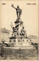 Arad, Vértanú szobor, üzletek. Kerpel Izsó kiadása / monument, shops (EK)