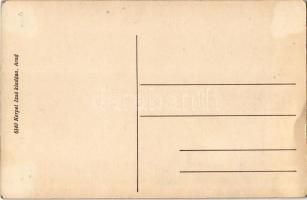 Arad, Vértanú szobor, üzletek. Kerpel Izsó kiadása / monument, shops (EK)