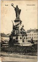 1913 Arad, Vértanú szobor, Schwarz Testvérek, Weigl Adolf és Társa üzlete. Pichler Sándor kiadása / statue, monument, shops (EM)