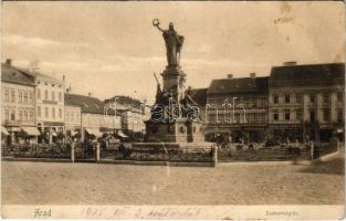 1905 Arad, Szabadság tér, Vértanú szobor, Schwarz Testvérek, Weigl Adolf és Társa üzlete / square, monument, statue, shops (EB)