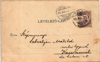 1900 Arad, Szabadság tér, Vértanú szobor, üzletek. Lengyel L. műintézete kiadása / square, monument,...