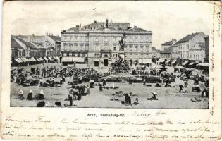 1904 Arad, Szabadság tér, piac / square, market (fa)