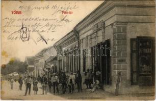 1909 Tövis, Teius; Piac tér, Izrael Adolf zsidó kereskedő üzlete. Szigeti kiadása / market square, Jewish shop (kis szakadás / small tear)