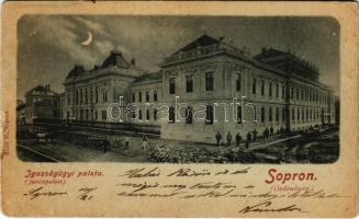 1898 (Vorläufer) Sopron, Igazságügyi palota éjjel. Blum N. kiadása (szakadás / tear)