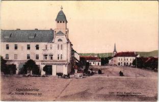 Gyulafehérvár, Alba Iulia; Novák Ferenc tér, Gizella Udvar, Schlesinger Testvérek, Grund János és Weisz Adolf üzlete. Weiss Bernát kiadása. Sternád A. fényképészete / square, shops (EK)