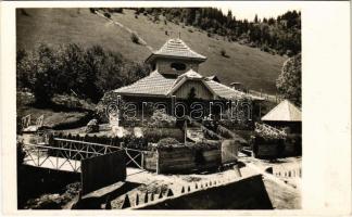 1942 Sötétpatak, Valea Intunecoasa (Gyimesközéplok, Lunca de Jos); Sötétpatak fürdő (tulajdonos Kalfás József) / spa, holiday resort (tűnyomok / pin marks)