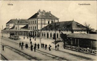 1915 Tövis, Teius; vasútállomás. Vasúti levelezőlapárusítás 3956. / railway station (EK)