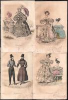 1835 10 db biedermeier divatkép a Honművész folyóiratból, színezett rézmetszet, papír, jelzett a met...