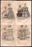 1835 10 db biedermeier divatkép a Honművész folyóiratból, színezett rézmetszet, papír, jelzett a met...