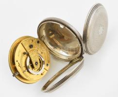 Ezüst (Ag) antik angol zsebóra, spindlis szerkezettel, nem jár, kulcs nélkül. Jelzett szerkezet: Ben...