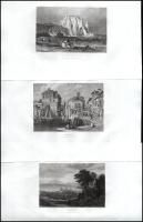 cca 1830-40 20 db külföldi tájkép, városkép (Lausanne, Thun, Godesberg bei Bonn, Cadiz stb.), Meyers Universum, acélmetszet, papír, 12x16 cm