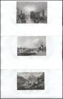 cca 1830-40 20 db külföldi tájkép, városkép (Lausanne, Thun, Godesberg bei Bonn, Cadiz stb.), Meyer&...