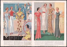 cca 1930-35 10 art deco női divatkép a Magyar Úriasszonyok Lapjából. Ofszet, papír. Részben kissé fo...