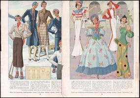 cca 1930-35 10 art deco női divatkép a Magyar Úriasszonyok Lapjából. Ofszet, papír. Részben kissé fo...