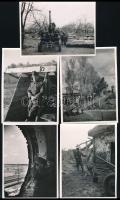cca 1942 Katonai életképek, légvédelmi löveg, katonai vonat, kiégett vasúti szerelvény, stb., 13 db ...