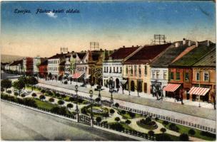 Eperjes, Presov; Fő utca keleti oldala, Atlasz üzlet és gyógyszertár / main street, shop, pharmacy