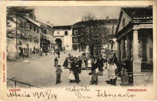 1903 Kastav, Castua; Predgradje. Ljudevit Jelusic / Külváros / street (r)