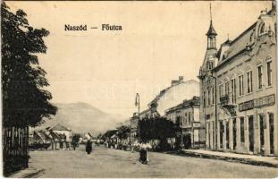 Naszód, Nasaud; Fő utca, Pollák és Siegelstein üzlete / main street, shops (EK)