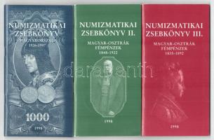 Vegyes numizmatikai irodalom tétel: Numizmatikai zsebkönyv Magyarország 1926-1997., II. 1848-1922., III. 1835-1892. Használt, de jó állapotban