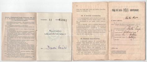 ~1919-1940. 3db klf betétkönyv + 1db váltó okmánybélyegekkel, bélyegzésekkel T:F