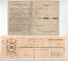 ~1919-1940. 3db klf betétkönyv + 1db váltó okmánybélyegekkel, bélyegzésekkel T:F