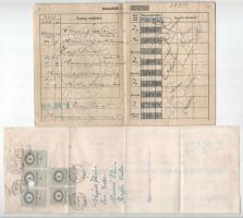 ~1919-1940. 3db klf betétkönyv + 1db váltó okmánybélyegekkel, bélyegzésekkel T:F
