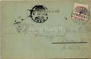 1899 (Vorläufer) Pozsony, Pressburg, Bratislava; Sétatér, vár, színház, este, villamos / promenade, ...