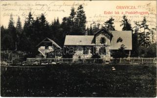 1917 Oravicabánya, Oravica, Oravicza, Oravita; Erdei lak a Puskáshegyen. Kiadja Weisz Félix / forest house (small tear)