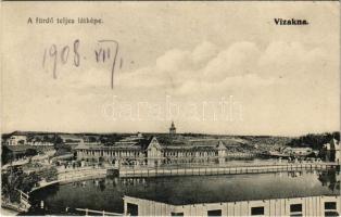 1908 Vízakna, Salzburg, Ocna Sibiului; A fürdő teljes látképe. Kiadja Budovszky L. / spa, bath