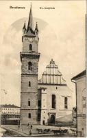 1913 Beszterce, Bistritz, Bistrita; Evangélikus templom. Bartha Mária kiadása / Lutheran church (EK)